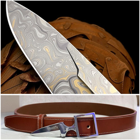 Mokume Gane metal belt knife